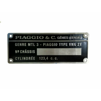 Plaque signal&eacute;tique constructeur Vespa PX VNX2T