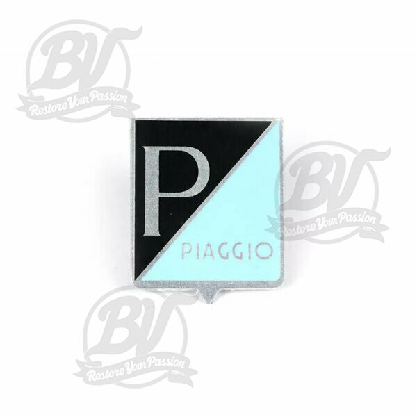 Insigne descente de klaxon 30,8mm x 25,2mm Vespa Piaggio rectangulaire - Vespa V50 (1ère série, 1963-), Vespa V90 (1963-)