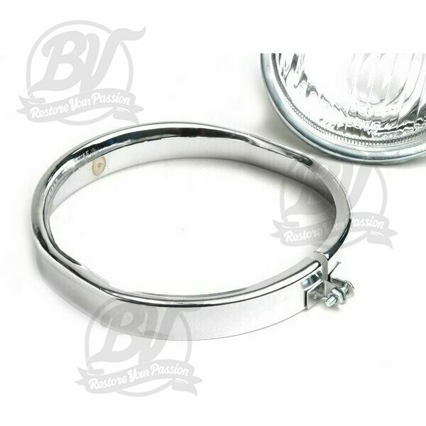 Optique de phare -VESPA Ø=115/120mm- Vespa SS50 (V5SS1T), 50SR (V5SS2T), SS90 (V9SS1T), 90 Racer (V9SS2T), PV125 (VMA1T, VMA2T), ET3 VMB1T), Super (VNC1T/VBC1T) - Bilux, cerclage de phare inclus