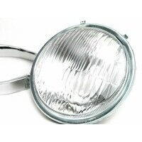 Optique de phare -VESPA Ø=115/120mm- Vespa SS50 (V5SS1T), 50SR (V5SS2T), SS90 (V9SS1T), 90 Racer (V9SS2T), PV125 (VMA1T, VMA2T), ET3 VMB1T), Super (VNC1T/VBC1T) - Bilux, cerclage de phare inclus