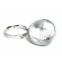 Optique de phare -VESPA Ø=115/120mm- Vespa SS50 (V5SS1T), 50SR (V5SS2T), SS90 (V9SS1T), 90 Racer (V9SS2T), PV125 (VMA1T, VMA2T), ET3 VMB1T), Super (VNC1T/VBC1T) - Bilux, cerclage de phare inclus