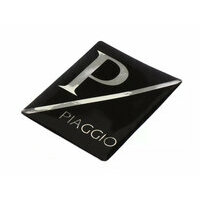 3D Sticker insigne descente de klaxon Vespa Piaggio rectangulaire - Vespa PX Lusso/Arcobaleno ( 2001-), Vespa ET2, ET4, GT125, GTL, GTV, GTS125, LX, LXV, S 50-125 - plastique autocollant - noir/noir