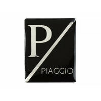 3D Sticker insigne descente de klaxon Vespa Piaggio rectangulaire - Vespa PX Lusso/Arcobaleno ( 2001-), Vespa ET2, ET4, GT125, GTL, GTV, GTS125, LX, LXV, S 50-125 - plastique autocollant - noir/noir