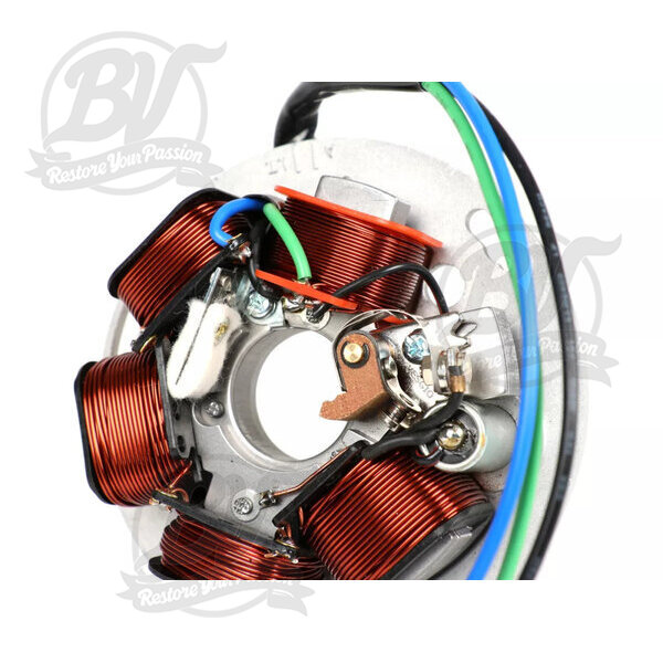 Allumage -BGM ORIGINAL plaque de base (allumage par contact, 3 câbles, 12V, AC)- Vespa PX - P125X, P150X, version italienne sans batterie, avec 4 clignotants