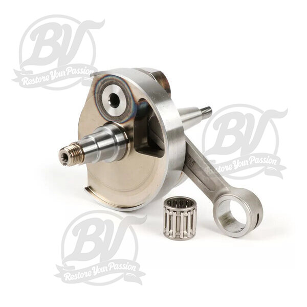 Vilebrequin -POLINI (valve rotative) course de 51mm, bielle de 97mm- Vespa PV125, ET3 125, PK80 S, PK125 S (cône Ø=19mm)
