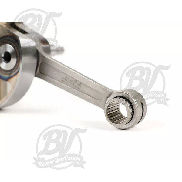 Vilebrequin -POLINI (valve rotative) course de 51mm, bielle de 97mm- Vespa PV125, ET3 125, PK80 S, PK125 S (cône Ø=19mm)