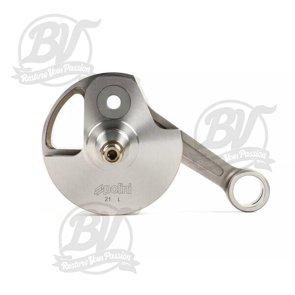 Vilebrequin -POLINI (valve rotative) course de 51mm, bielle de 97mm- Vespa PV125, ET3 125, PK80 S, PK125 S (cône Ø=19mm)