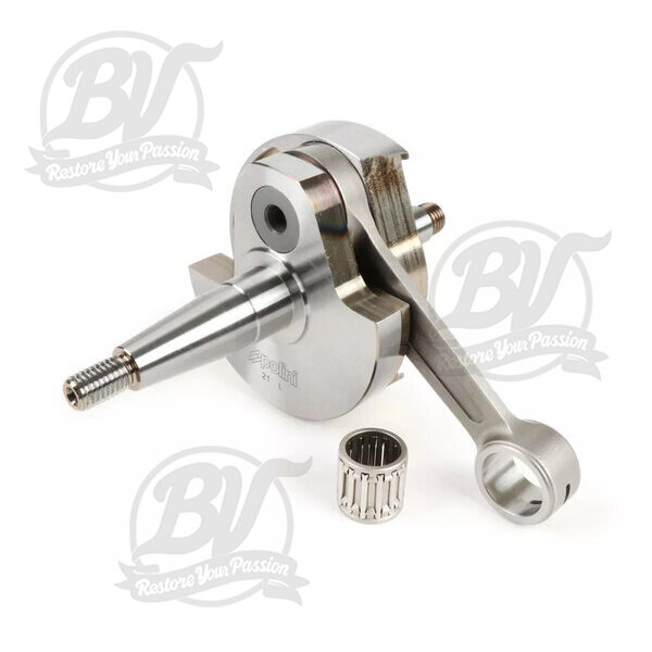 Vilebrequin -POLINI (valve rotative) course de 51mm, bielle de 97mm- Vespa PV125, ET3 125, PK80 S, PK125 S (cône Ø=19mm)