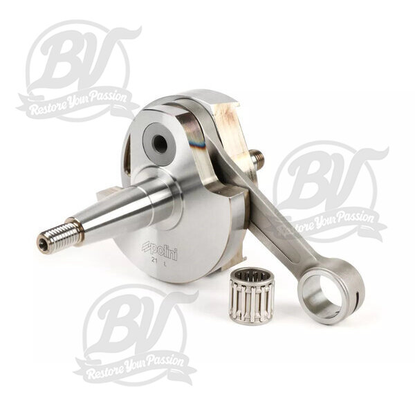 Vilebrequin -POLINI (valve rotative) course de 51mm, bielle de 97mm- Vespa PV125, ET3 125, PK80 S, PK125 S (cône Ø=19mm)